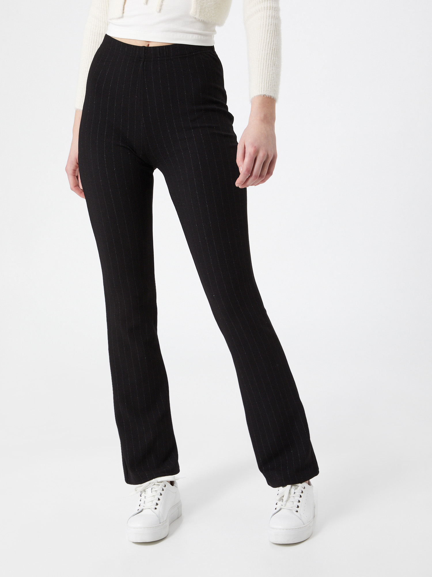 Women/'s Jacqueline de Yong Geggo Flared Wide Leg Jersey Trousers in Black